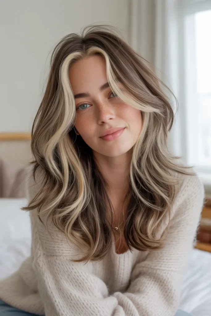 Lived-In Long Shag With Money Piece Highlights