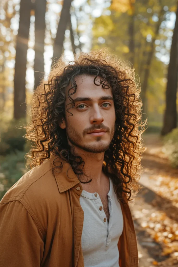 Long Curly Hair Men Style with Effortless Flow