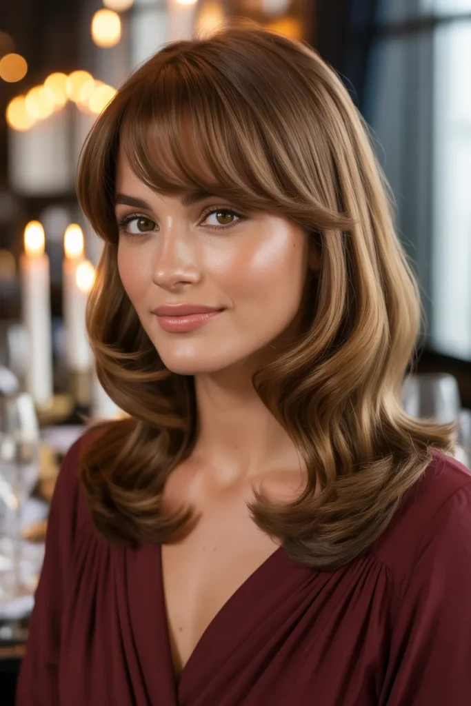 Long Shag With Side Swept Bangs for a Face-Flattering Finish