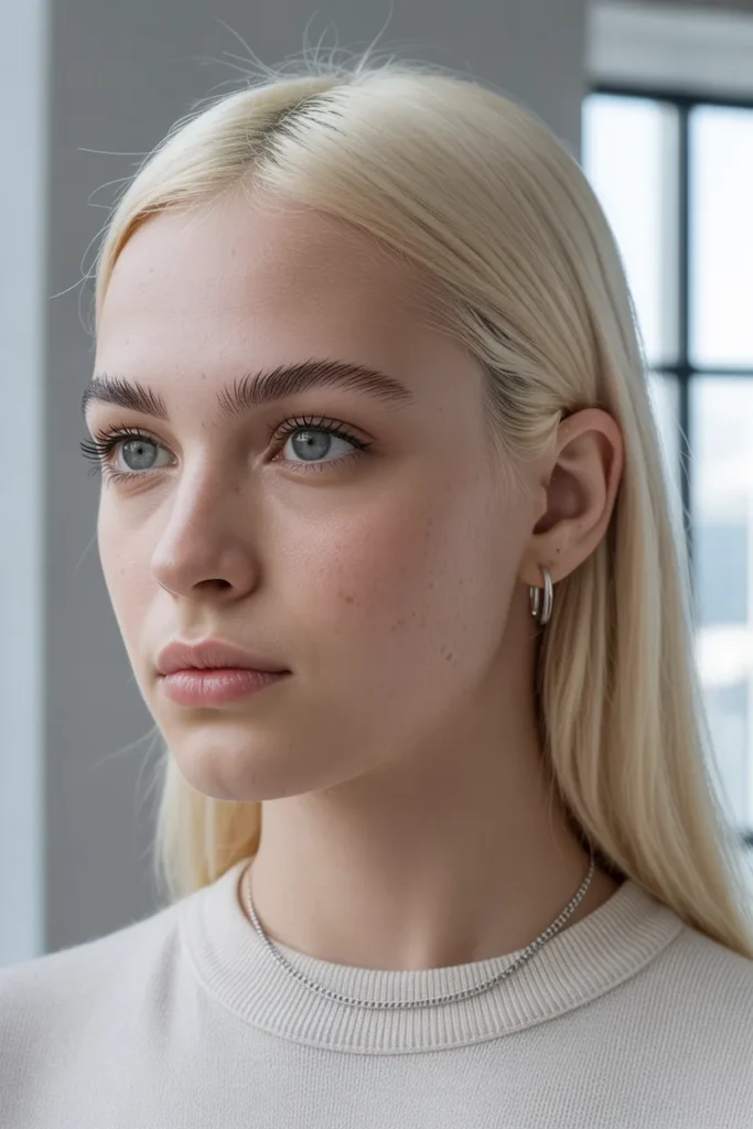 Long Straight Platinum Blonde Hair That Screams Old Money Elegance