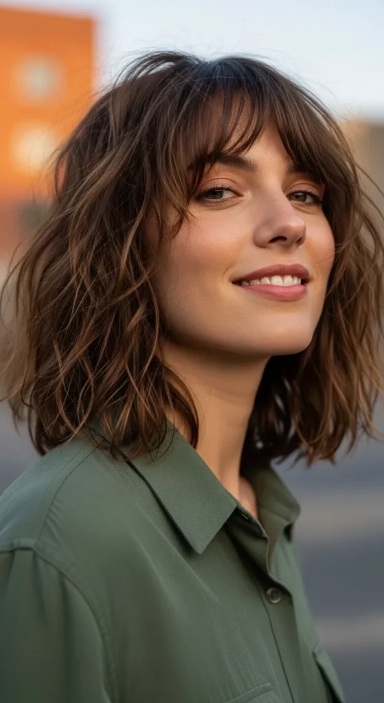 Messy Shag Hairstyles Wispy Bangs for Square Faces