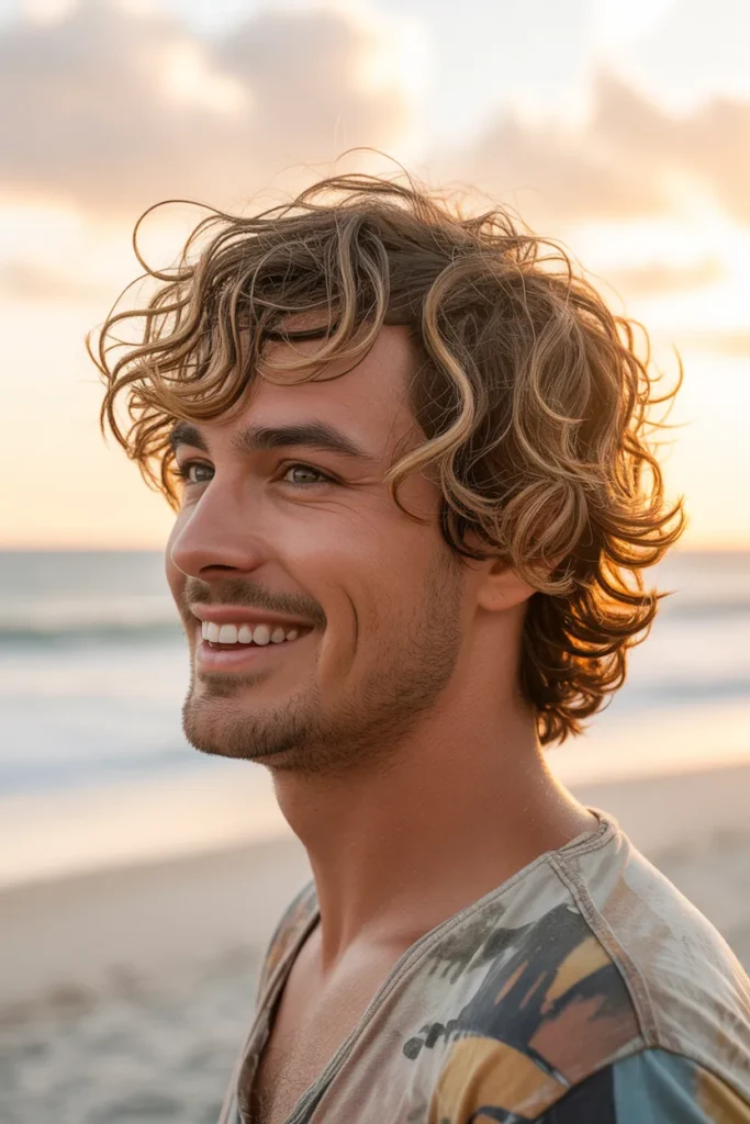 Messy Wavy Subtle Mullet Men Surfer Style