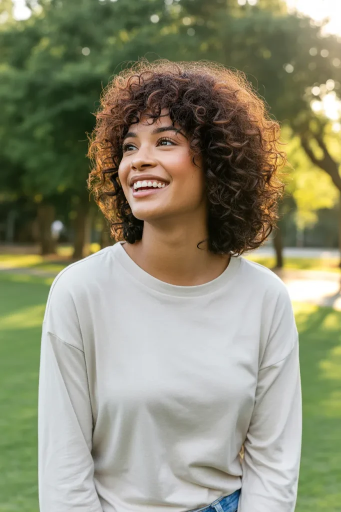 Natural Curly Kitty Cut With Volume