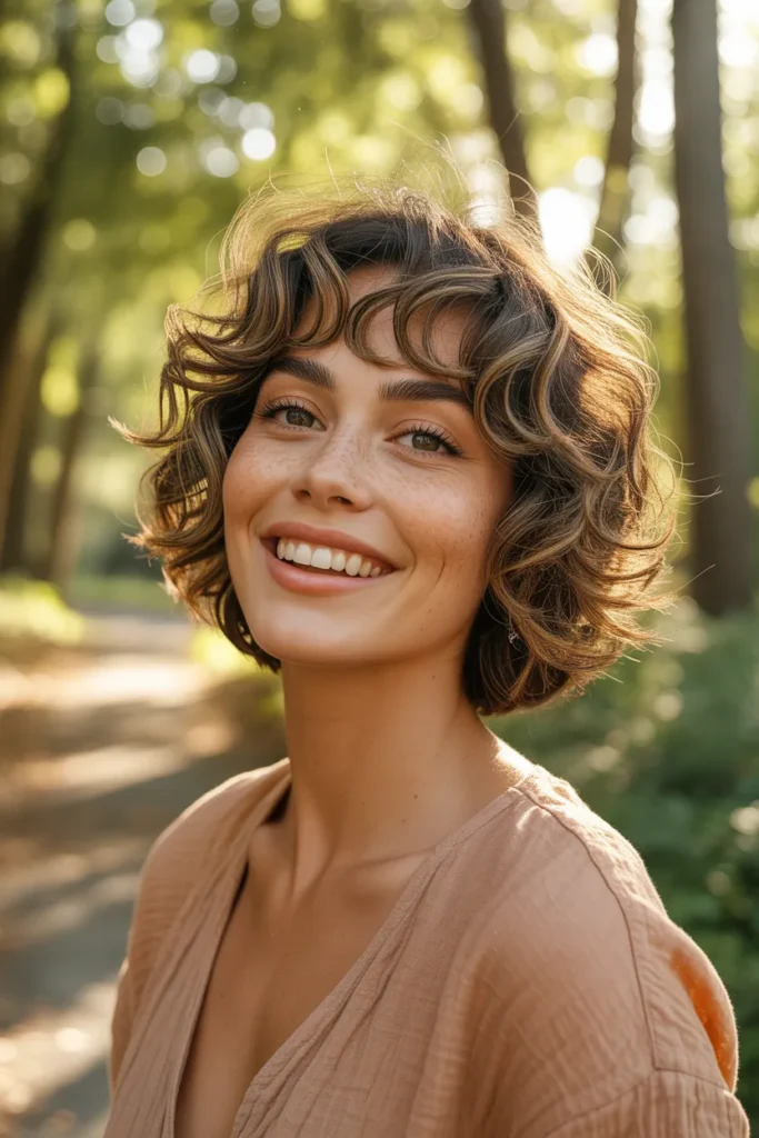 Natural Texture Short Shag With Bangs For Wavy Hair