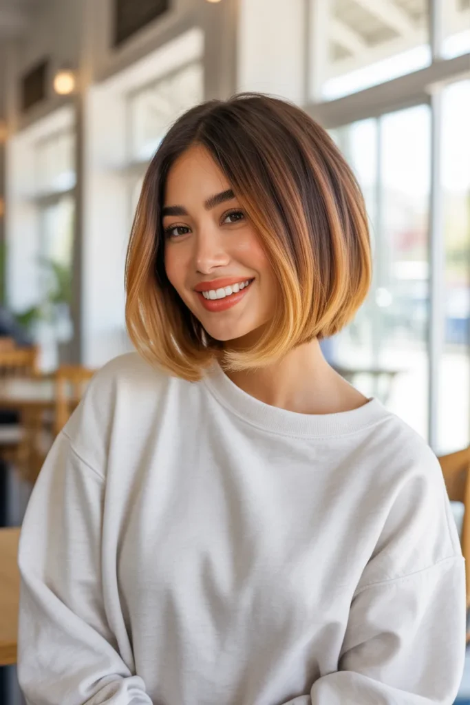 Ombre Long Pixie Bob From Dark Roots to Blonde Tips