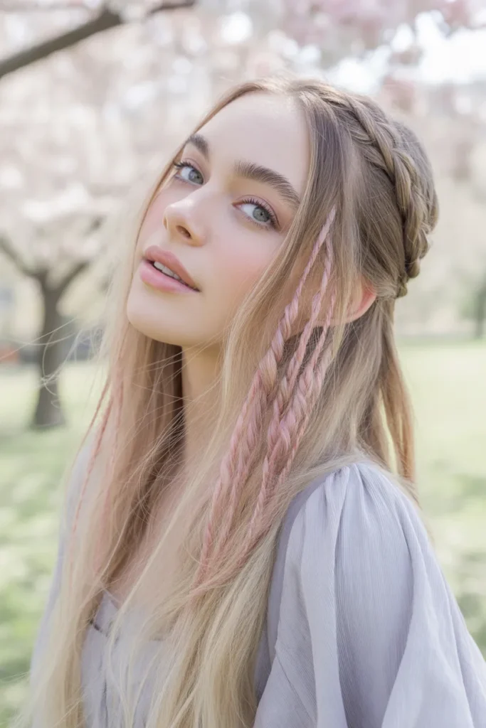 Pastel Pink Streaky Highlights for a Whimsical Dreamy Look
