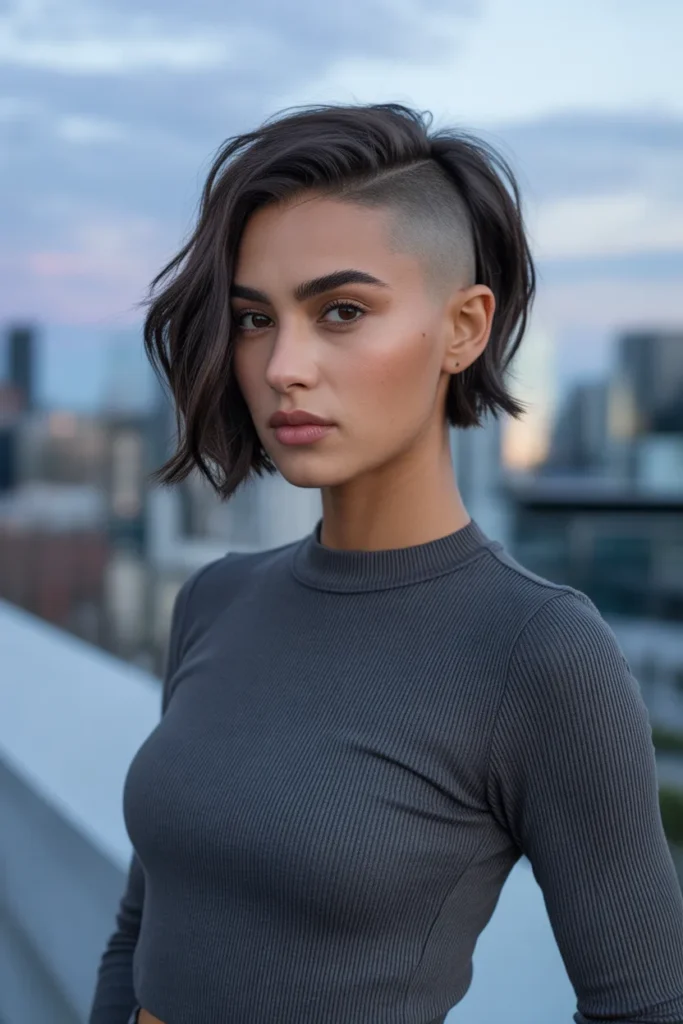 Pixie-Length Undercut Bob With Shaved Sides