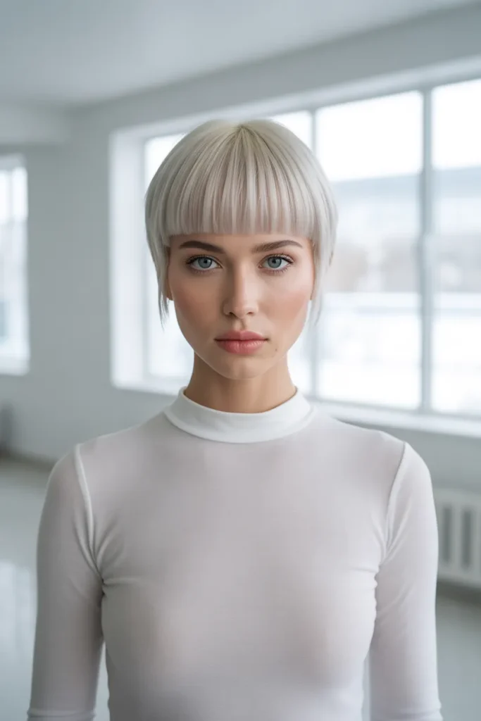 Platinum Blonde Sleek Kitty Cut