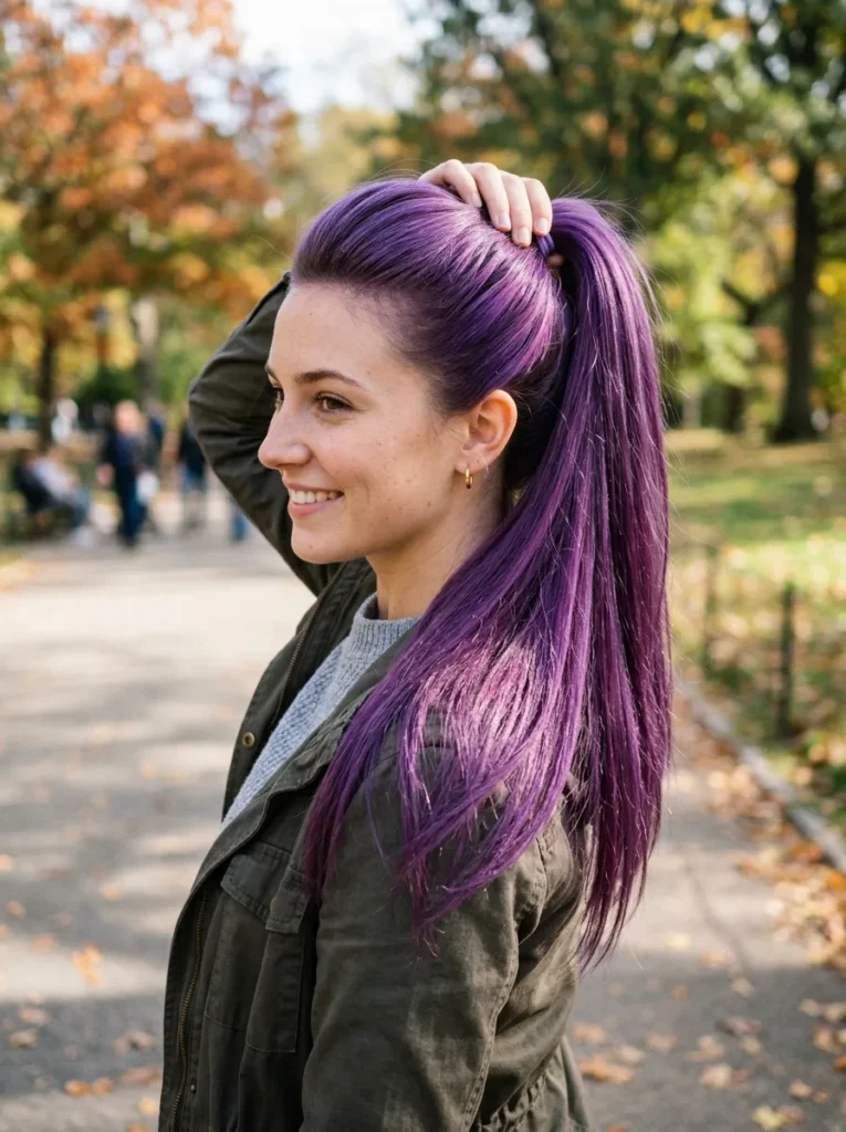 Purple High Ponytail