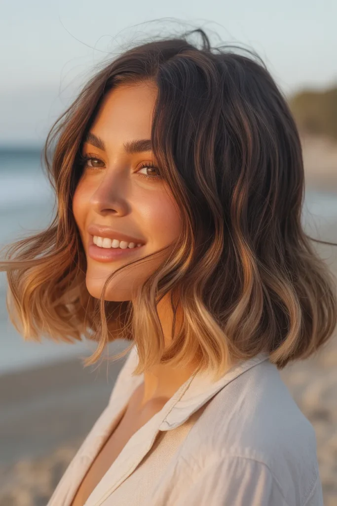 Razor Cut Bob With Balayage for Sun-Kissed Dimension