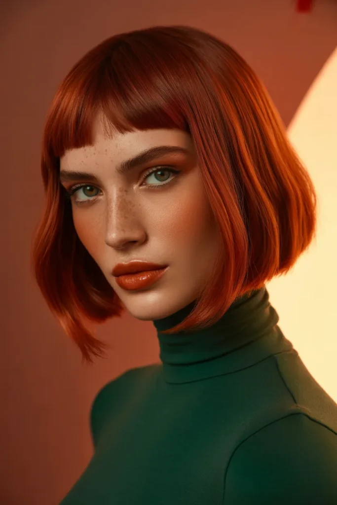 Razor Cut Bob With Copper Tones for a Bold Color Statement