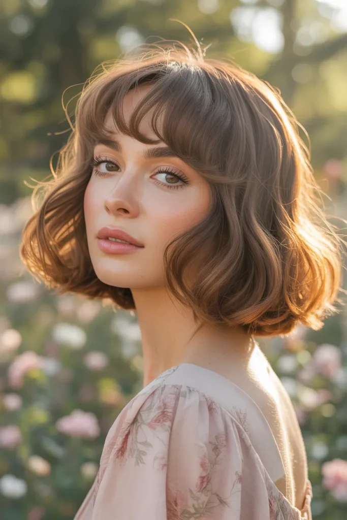 Razor Cut Bob With Curtain Bangs for a Soft Romantic Feel