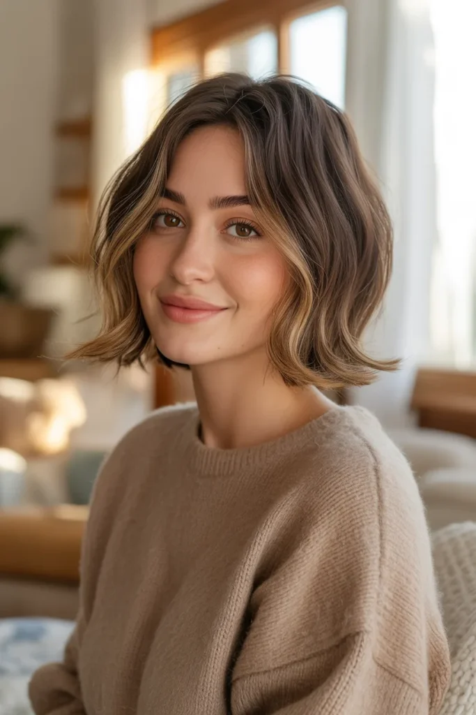 Razor Cut Bob With Lived-In Color for a Low Maintenance Vibe