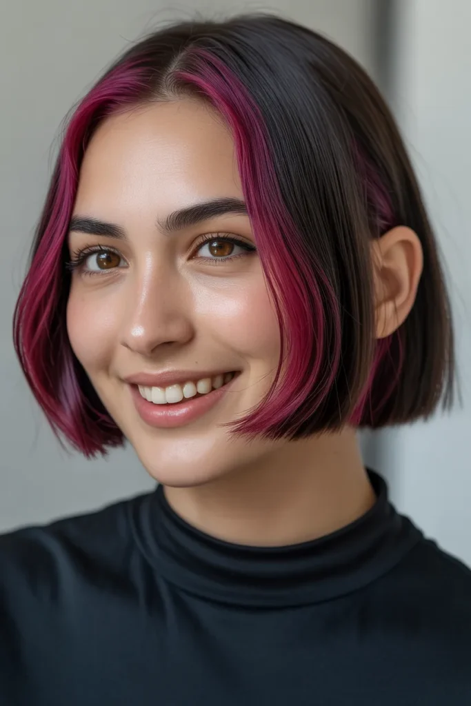 Razor Cut Bob With Peek-a-Boo Highlights for a Playful Touch