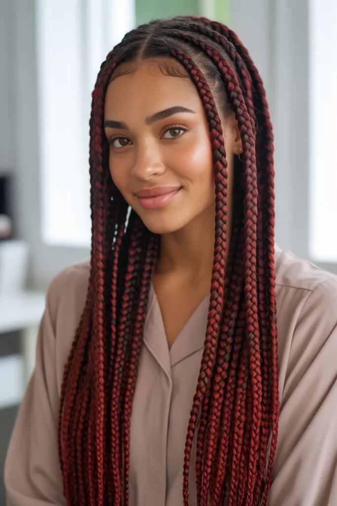 Red Ombre Cornrows