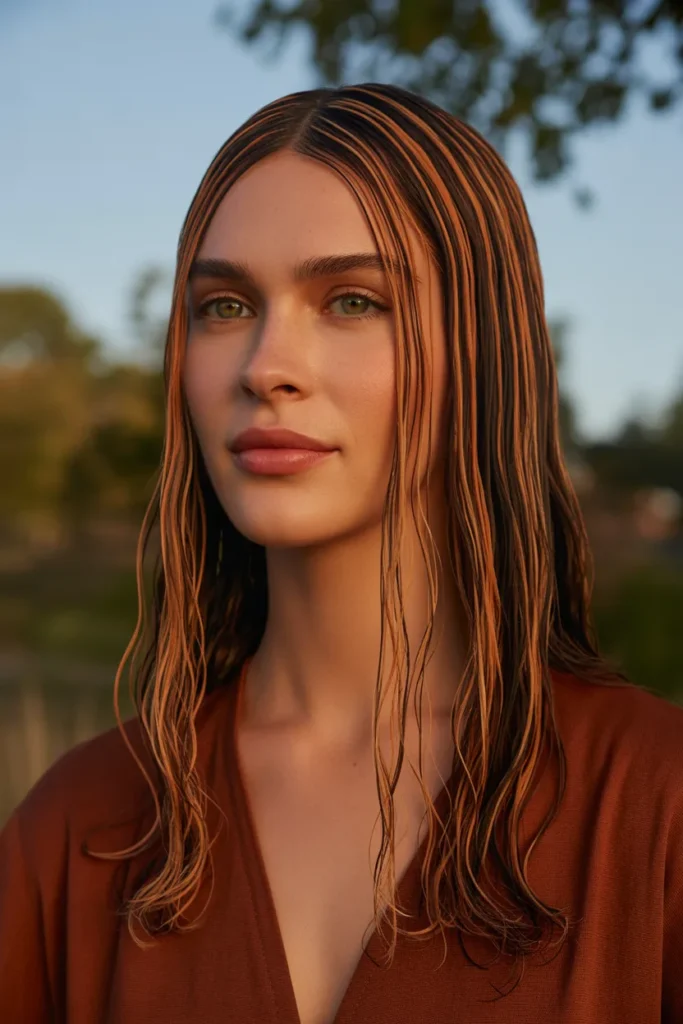 Rich Chestnut Ribbons For An Oval Face Shape