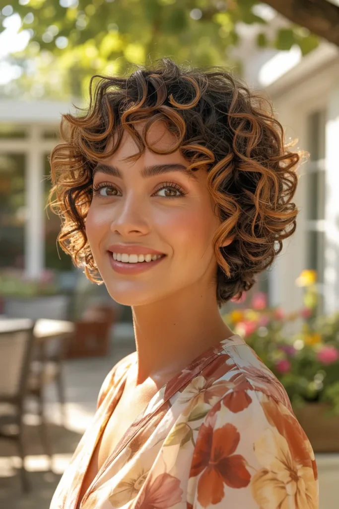 Romantic Curly Short Shag With Soft Fringe Bangs