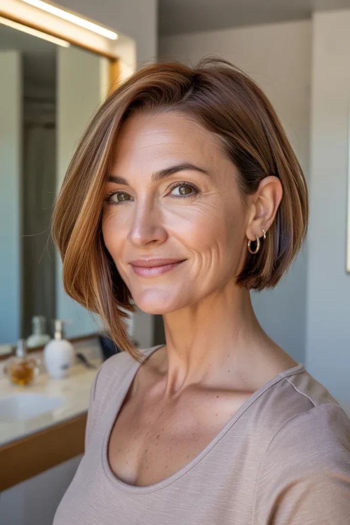 Short Hairstyles for Women Over 50 With Round Faces