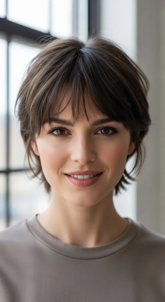 Short Layered Hairstyles Wispy Bangs for Square Faces