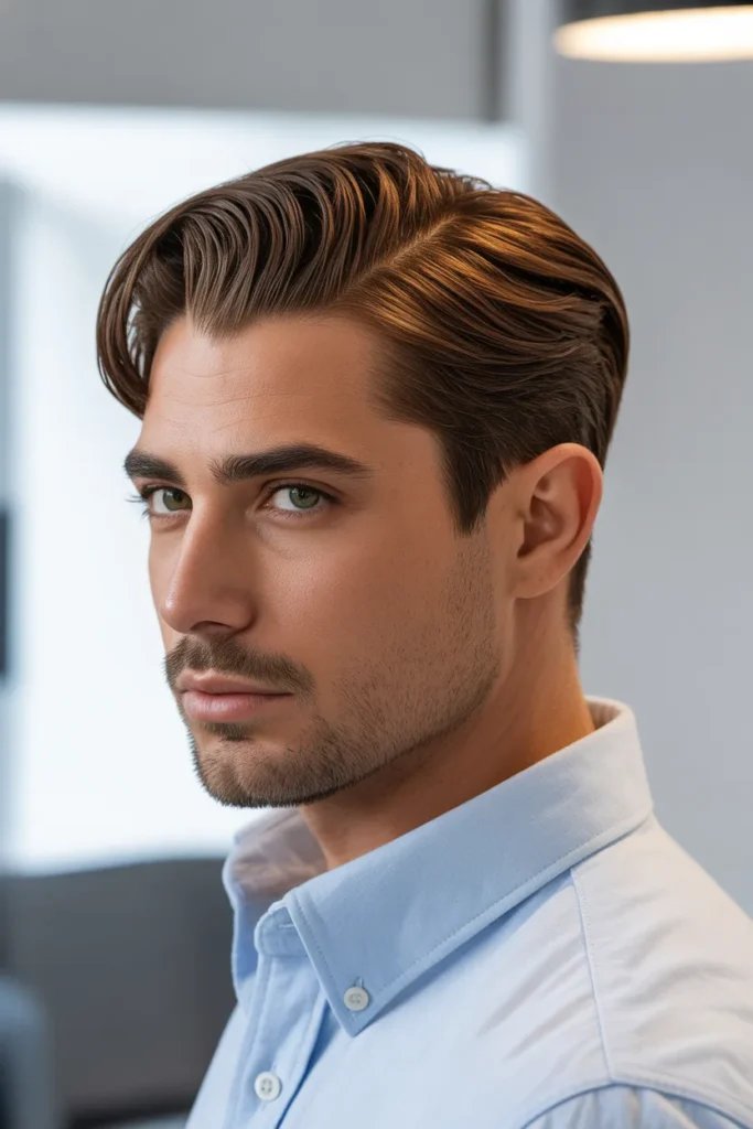Side-Parted Subtle Mullet Men Classic Cut