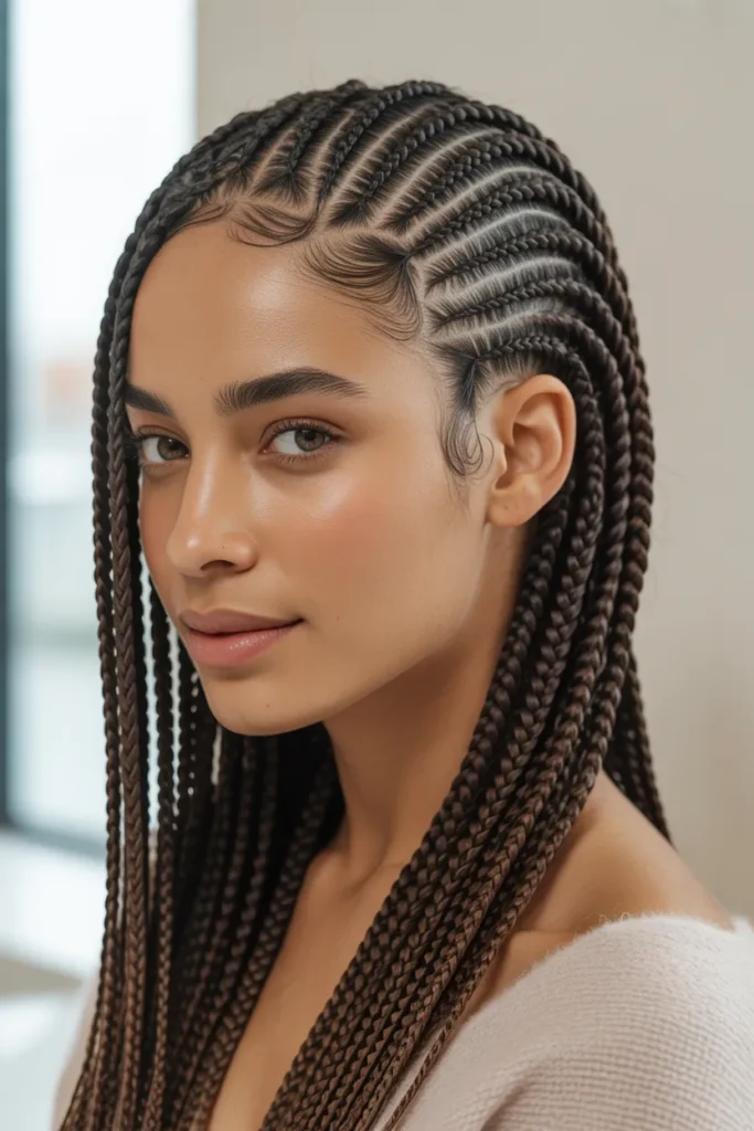 Side-Swept Cornrow Pattern