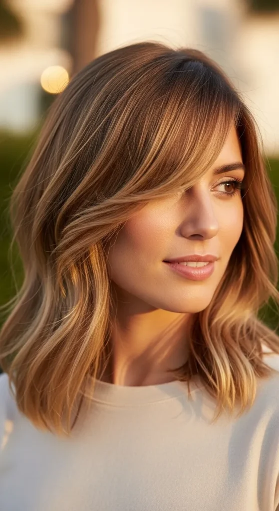 Side-Swept Hairstyles Wispy Bangs for Triangle Faces