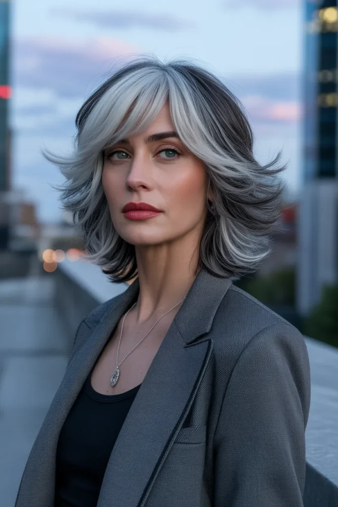Silver and Grey Medium Shag Haircut for a Bold Statement