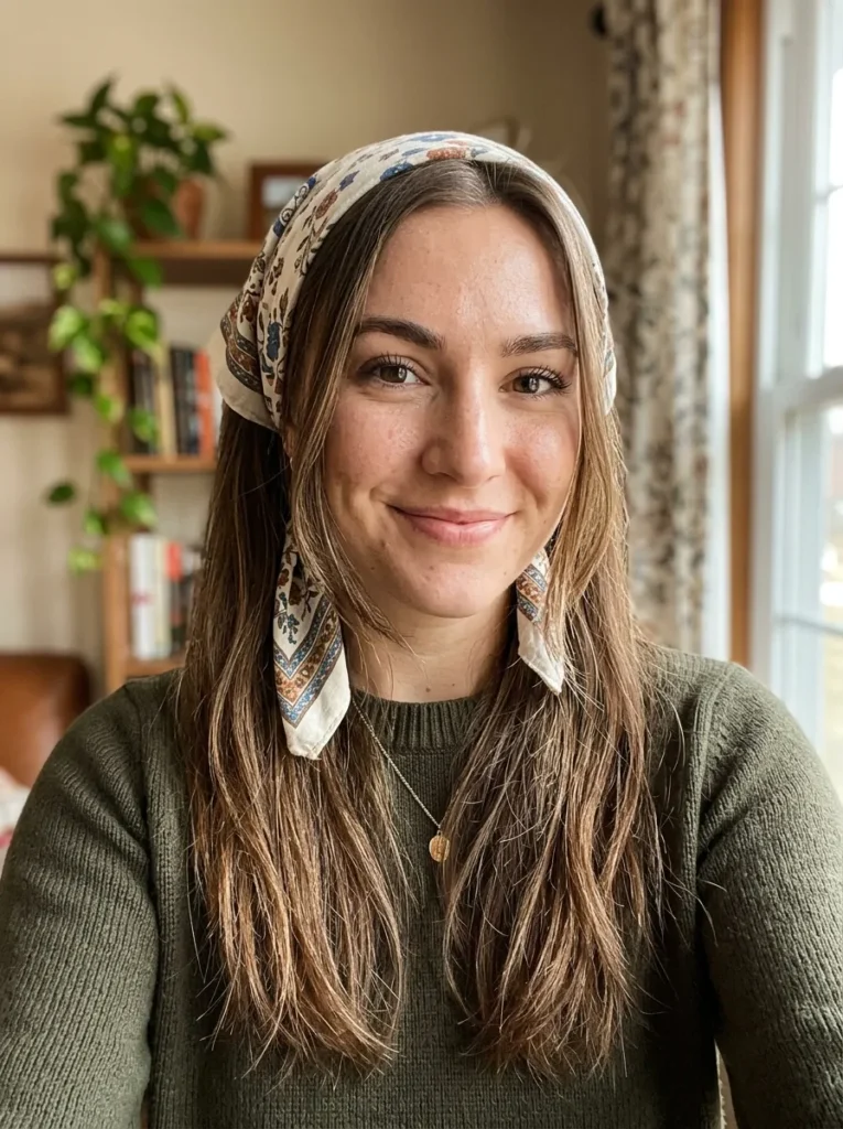 Simple Hair Scarf Style