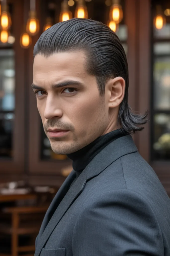 Sleek Back Subtle Mullet Men Power Style