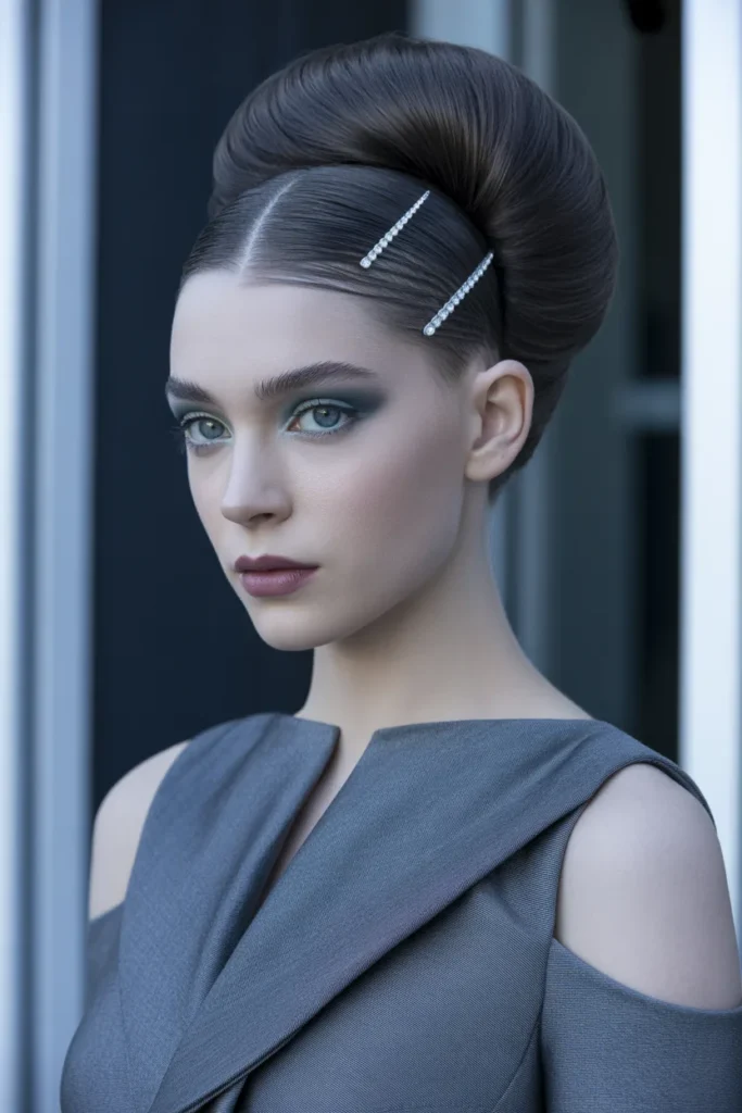 Sleek Chignon With a Bold Architectural Hair Part
