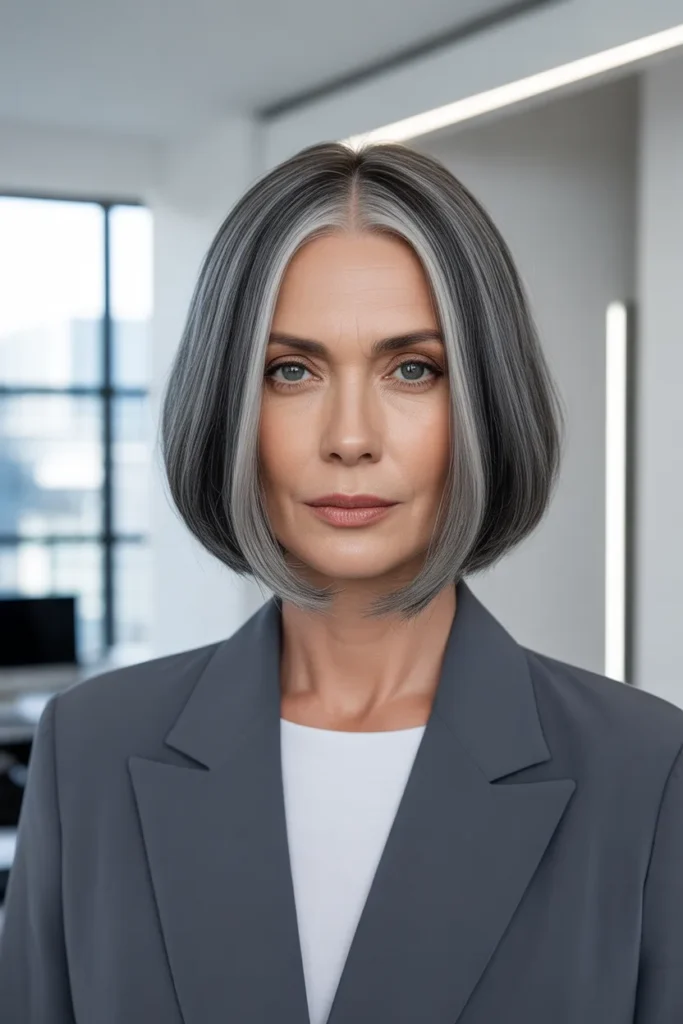 Sleek Gray Lob That Makes You Look Effortlessly Modern