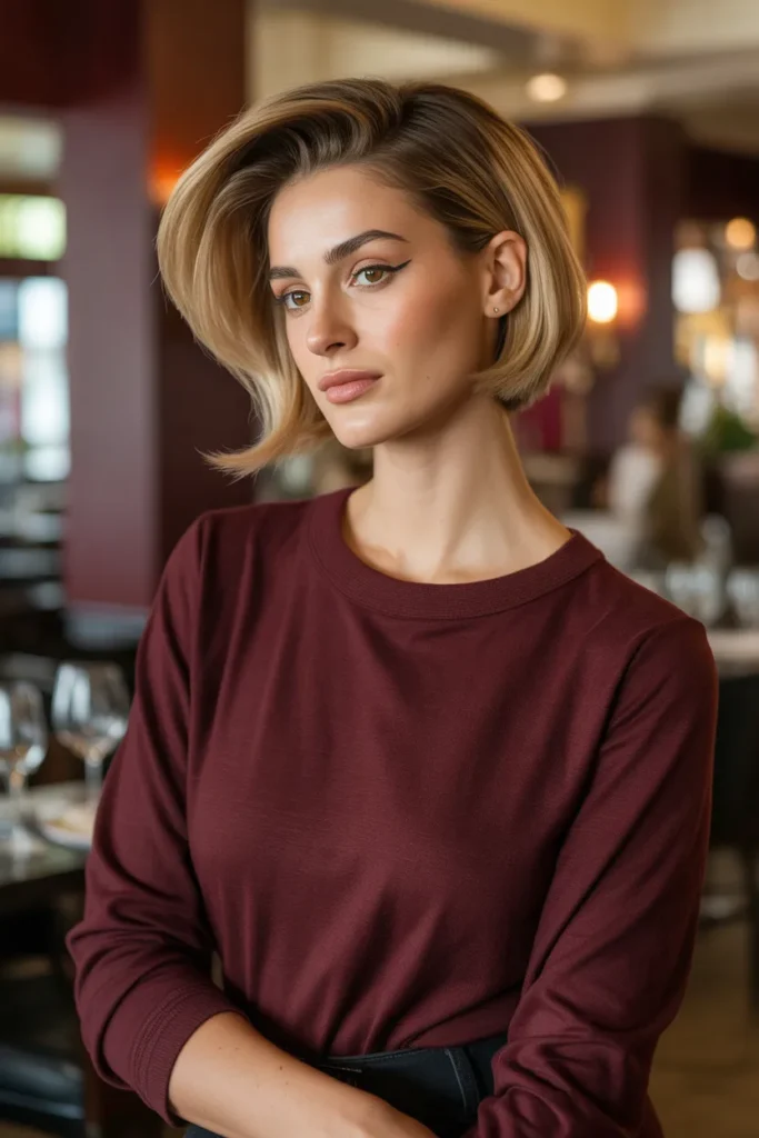 Sleek Kitty Cut With Side-Swept Styling