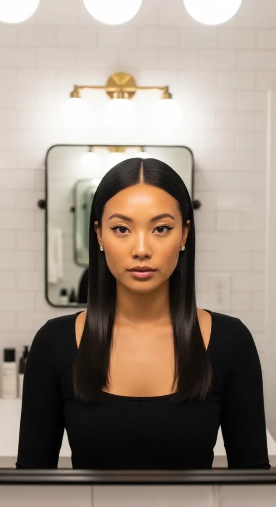 Sleek Middle Part That Flatters Every Face Shape