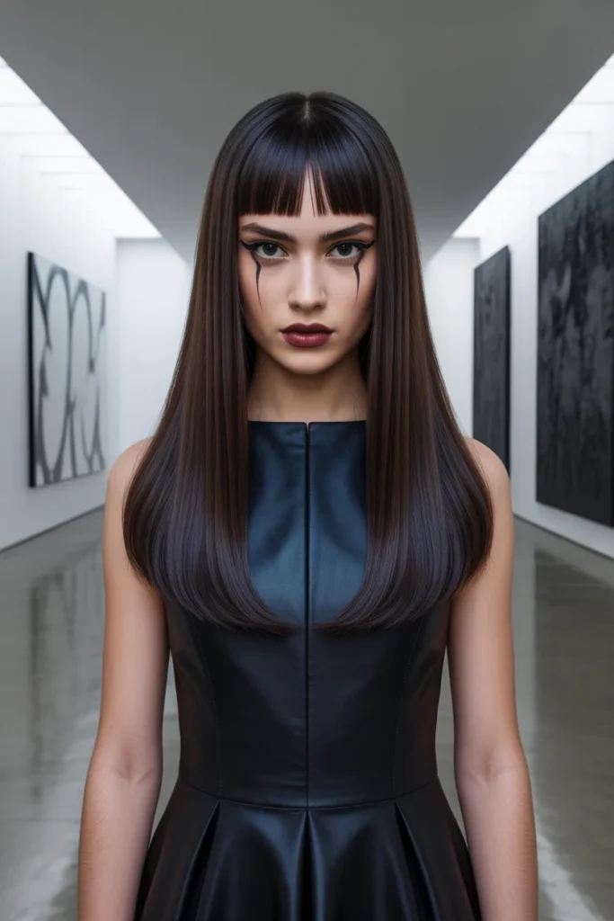 Sleek Middle Part With Poker Straight Lengths