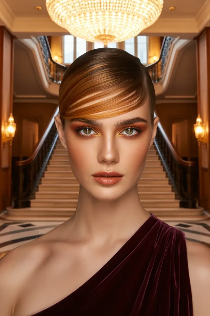 Sleek Side-Swept Hair With a Dramatic Swoop