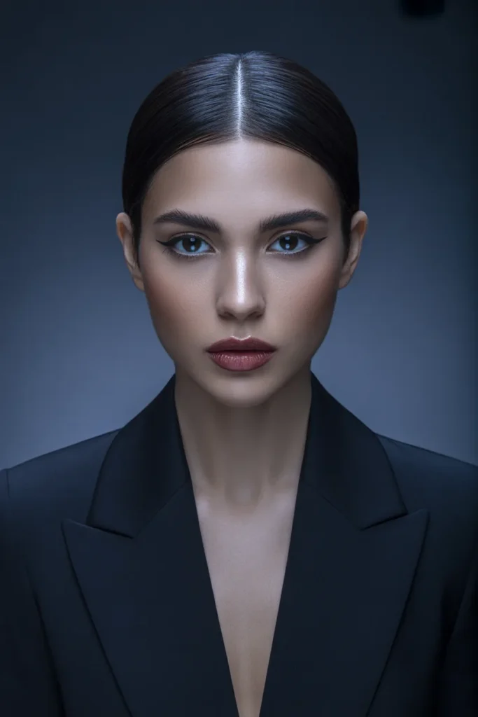 Sleek Straight Hair With a Center Part