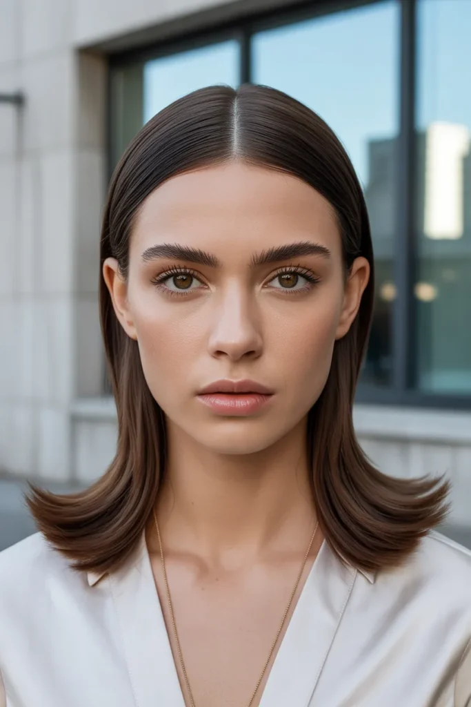 Sleek Straight Hair With a Deep Side Part