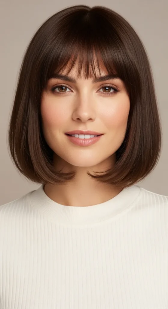 Soft Blunt Cut Hairstyles Wispy Bangs for Round Faces