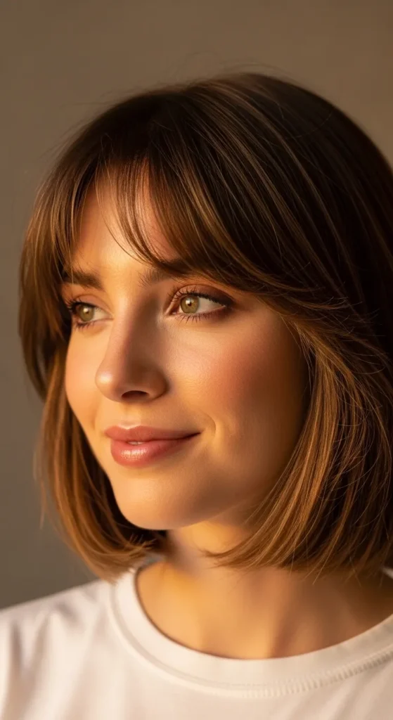 Soft Bob Hairstyles Wispy Bangs for Round Faces