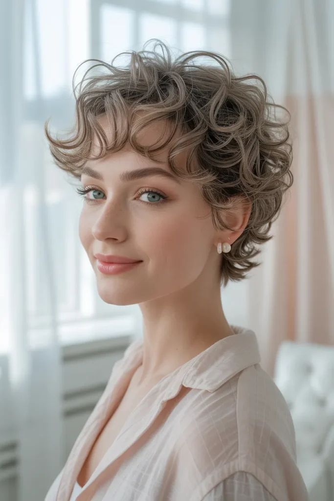 Soft Curly Pixie Cut for Fine Hair