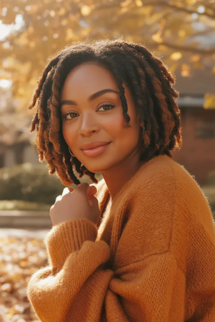 Soft Loc Styles Short Hair With a Natural Brown Ombre