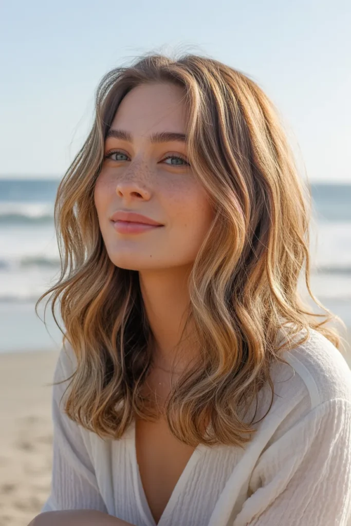 Sun-Kissed Streaky Highlights for Natural Beachy Vibes