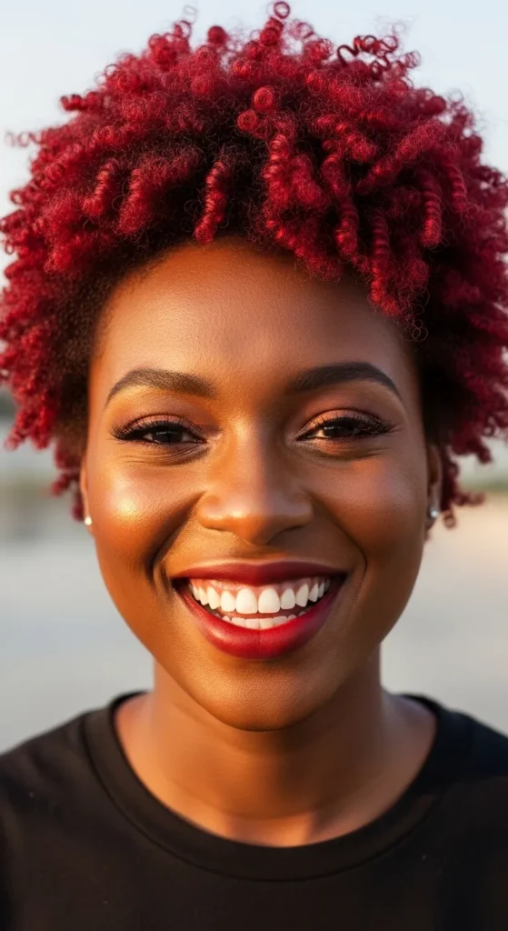 Textured Cherry Red TWA for Natural Hair Queens
