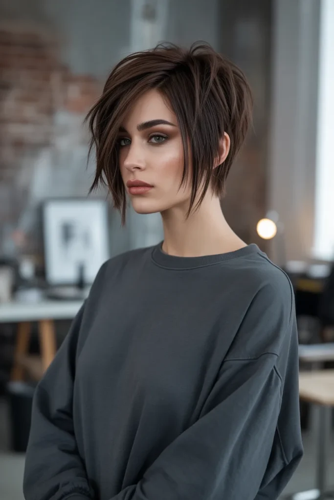 Textured Long Pixie Bob With Disconnected Layers