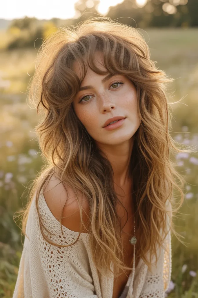 Textured Long Shag With Wispy Ends for a Boho Feel