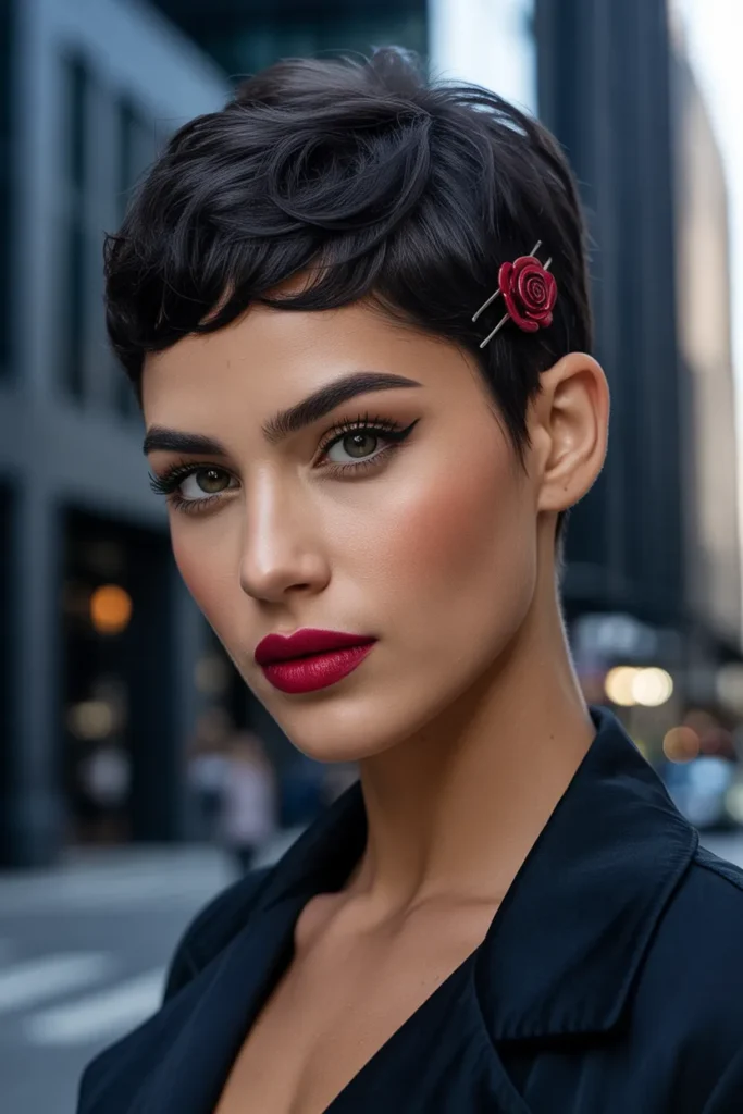 Textured Pixie Cut Styled With Valentine's Edge