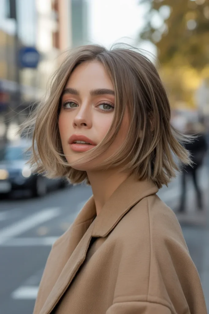 Textured Razor Cut Bob With Wispy Ends