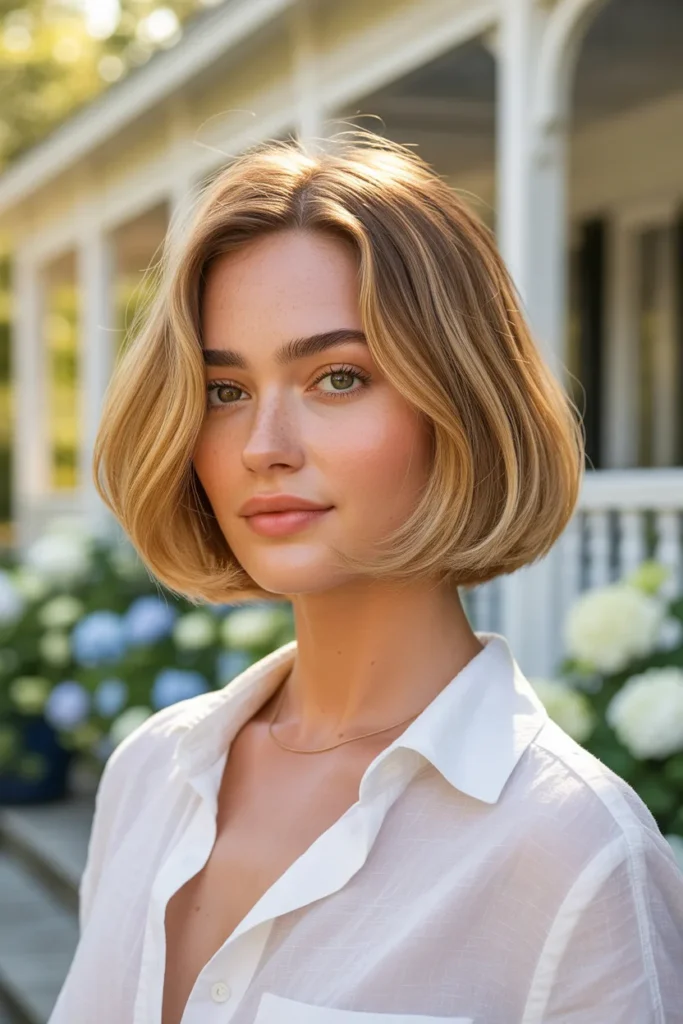 The Honey Blonde Old Money Bob With Face-Framing Layers