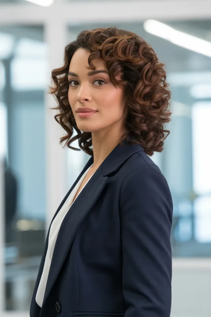 The Long Layered Hairstyle Curly Hair Wears to the Office