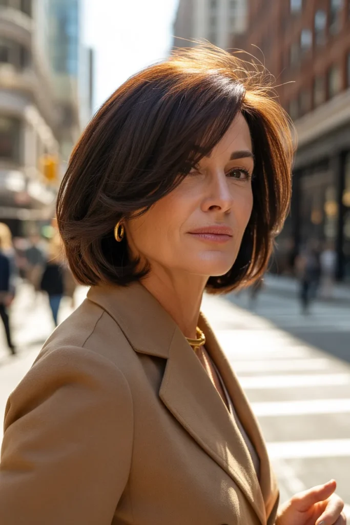 The Side-Swept Bob That Softens a Strong Jawline